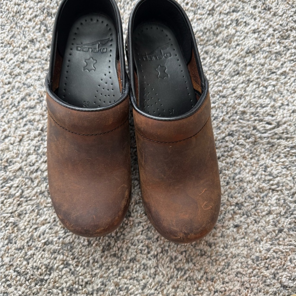 Dansko Rustic Brown Leather Slip-Ons